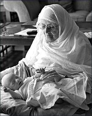 Basheer Khatoon with her great-grandson, Raahil.